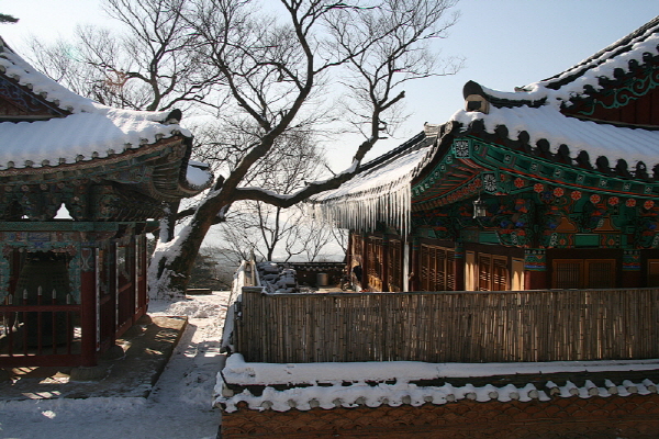 14차 사찰순례 수덕사 간월암 - 종루쪽 고드름과 눈